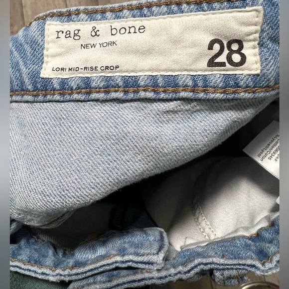 rag & bone Lori Mid-Rise Crop Jeans Wide Leg Light Wash Denim Casual - Picture 12 of 13